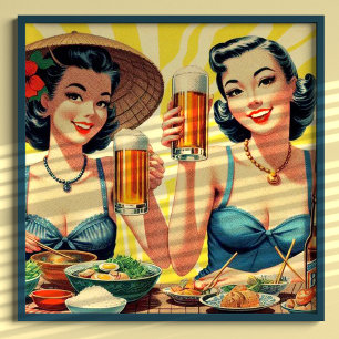Poster Jolies filles de bière Vintages