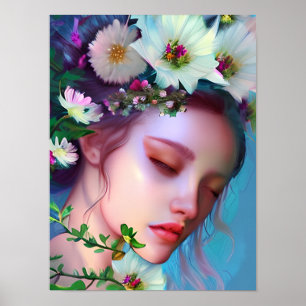 Poster Jolies fleurs de fée dans l'art de fantaisie de ch