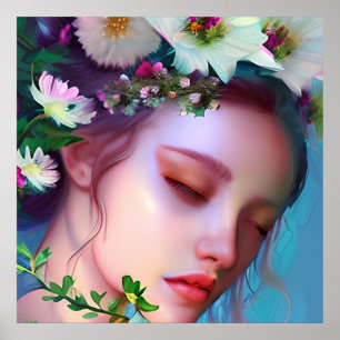Poster Jolies fleurs de fée dans l'art fantastique de che