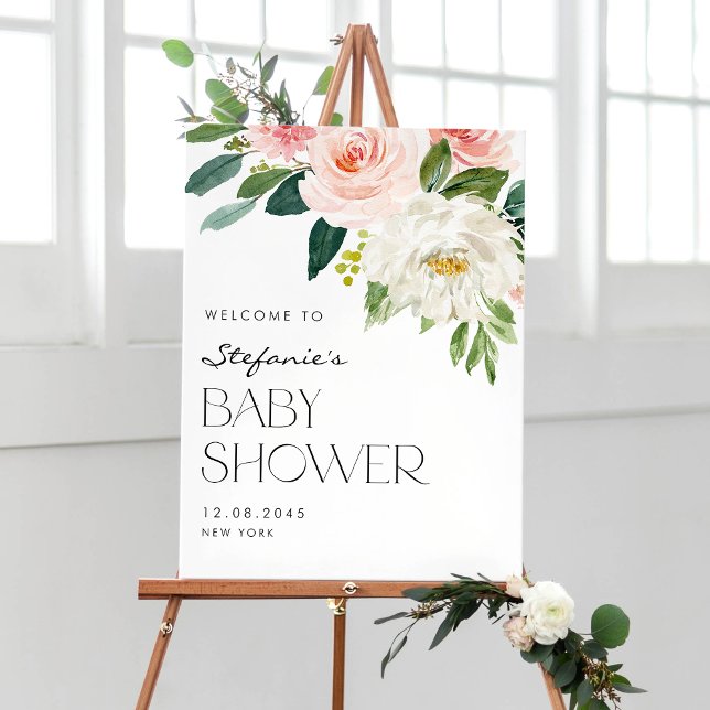 Poster Jolies fleurs du jardin Baby shower de printemps A (Créateur téléchargé)