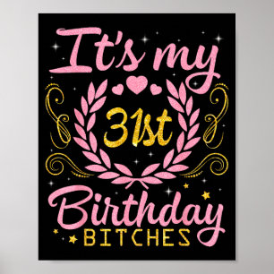 Poster Jolies fleurs et coeurs 31e anniversaire heureux