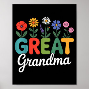 Poster Jolies fleurs sauvages grand-mère florale fête des