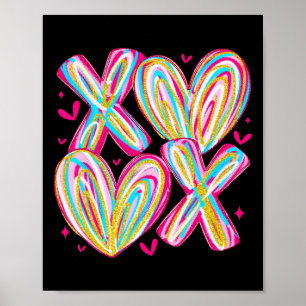 Poster Jolis coeurs à baisers et câlins à l'aquarelle pou