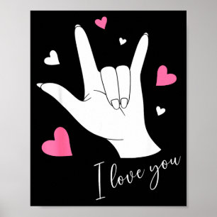 Poster Jolis cœurs de la Saint-Valentin Je t'aime Signe d