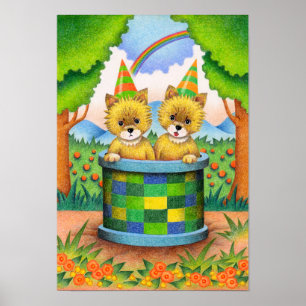 Poster Jolis jumeaux renards.