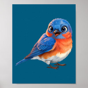 Poster Jolis Merlesbleus de l'Est Amoureux des Oiseaux
