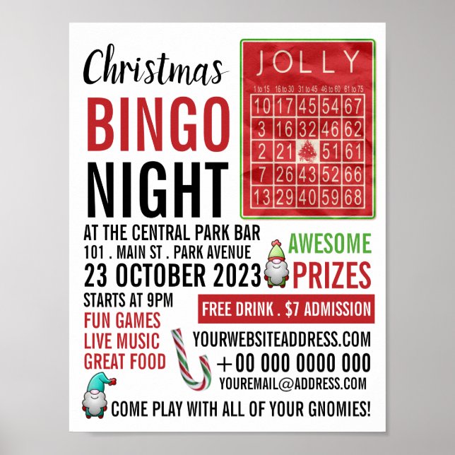Poster Jolly Christmas, Bingo Night Publicité (Devant)