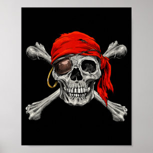 Poster Jolly roger Pirate Skull Crossbones Halloween Coût