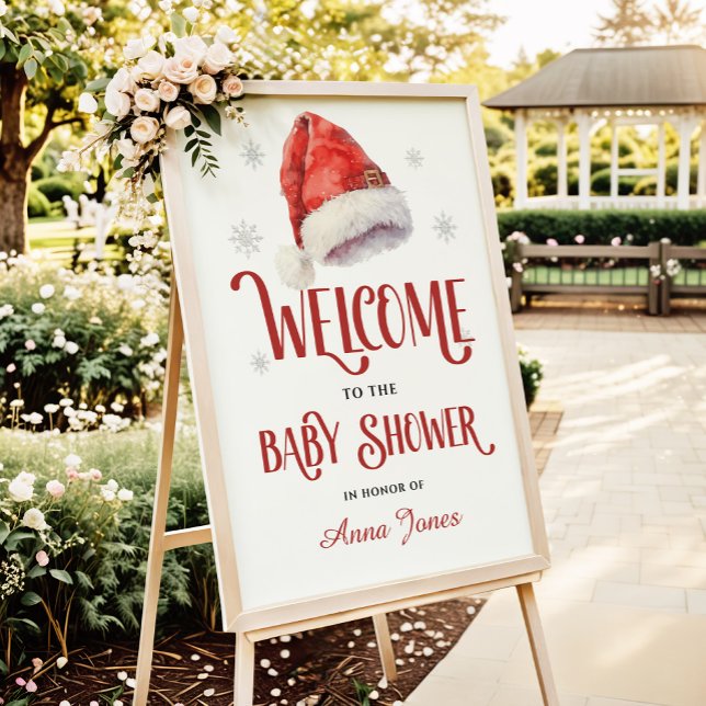 Poster Jolly Santa Hat Baby Shower Welcome Sign (Créateur téléchargé)