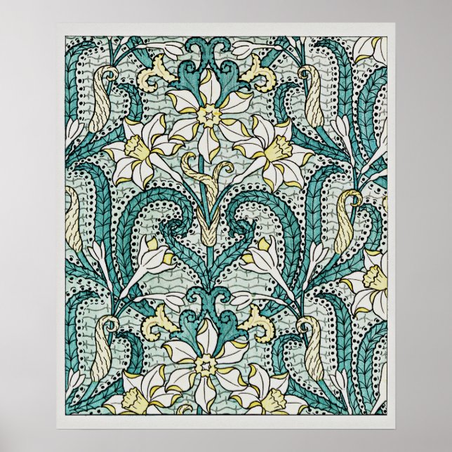 Poster Jonquil motif de fleurs, Art Nouveau (Devant)