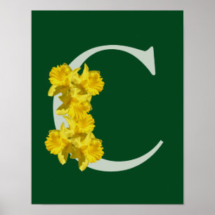 Poster Jonquille Monogramme Initiale C 