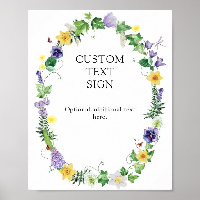 Poster Jonquilles rustiques et signature texte Fleur sauv (Devant)