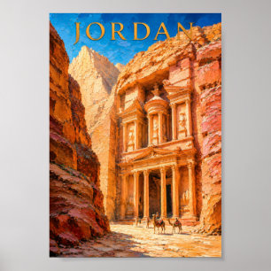 Poster Jordanie : Canyon ensoleillé Art de Petra Souvenir