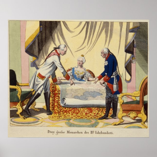 Poster Joseph II, Catherine la Grande et Frédéric II (Devant)