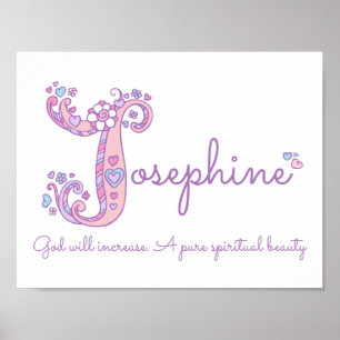 Poster Joséphine filles nom pastel violet coutume signifi