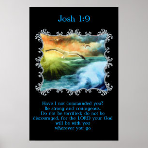 Poster Josh 1:9 Avec des mouettes volant au-dessus de la 