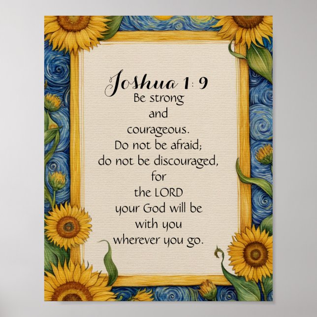 Poster Joshua 1:9 NIV Bible Verse Art (Devant)