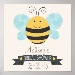 Poster Jote Fête des mariées d'abeille jaune et noire