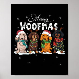 Poster Jote Joyeux Woofmas Dachshund Chien de Noël Reinde