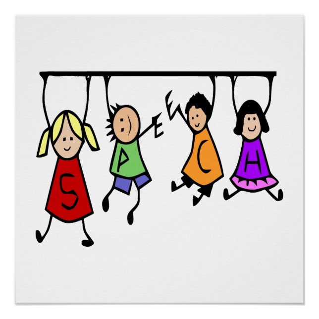 Poster Jote Kids Cartoon tenant des mots de la parole (Devant)