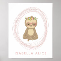 Jote Sloth Rose Zen Yoga Lotus Art Personnalisé