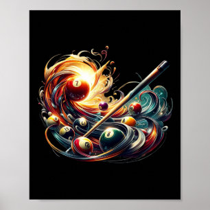 Poster Jouer À Billard Signifie Maîtriser La Cue Au B