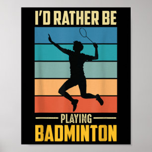 Poster Jouer au jeu de joueur de badminton rétro Shuttle