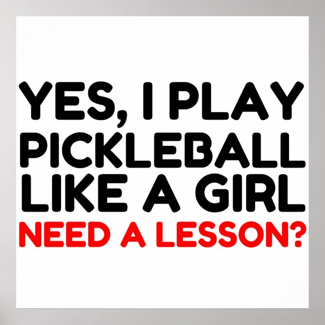 Poster Jouer Au Pickleball Comme Une Fille Besoin De Leço (Devant)