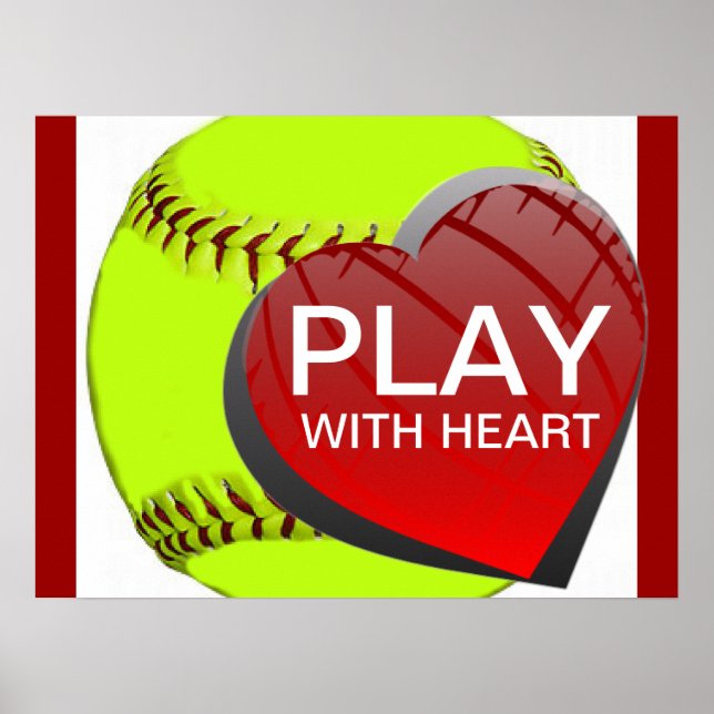 Poster Jouer avec l'affiche Heart Softball (Devant)