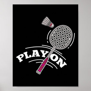 Poster Jouer Badminton Player Sport Stick Shuttle Racket