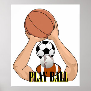 Poster Jouer Ball Sports Jeux Cartographie Art