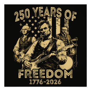 Poster Jouer de la guitare 4 juillet 250e anniversaire