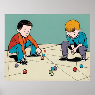 Poster Jouer des billes - Jouets pour enfants