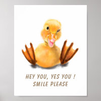 Poster Jouer Jaune Canard Jaune Wink Sourire