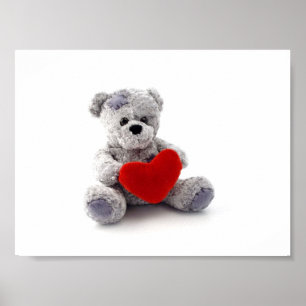 Poster Jouet Ours En Teddy Tenant Un Coeur Sur Un Arrière