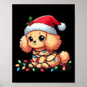 Poster Jouet Poodle Noël Lumières Chien Drôle Noël