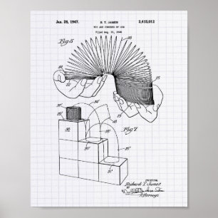 Poster Jouet Slinky 1946 Art Brevet - Poivre Lined