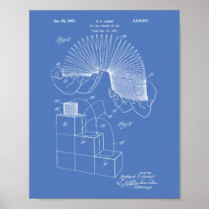Poster Jouet Slinky 1946 Art breveté - Plan directeur