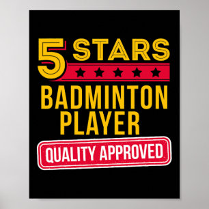 Poster Joueur 5 étoiles Badminton - Drôle Racquet Sport G