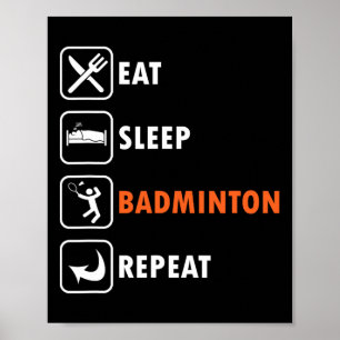 Poster Joueur Badminton Racket Shutte Athlète Mange Sleep