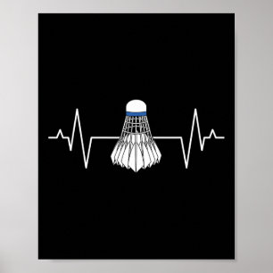 Poster Joueur Badminton Racquet de coeur Sport Lover Shu
