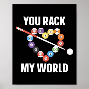 Poster Joueur Billard Ball Pun Coeur Valentines Da
