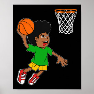 Poster Joueur Bysketbyll Boy Black History Mois Blm Mela