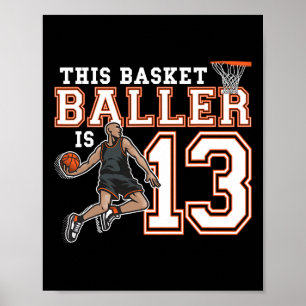 Poster Joueur de 13 ans Basketball Anniversaire