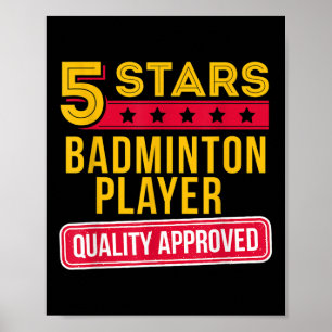 Poster Joueur de badminton 5 étoiles - Gif drôle de sport