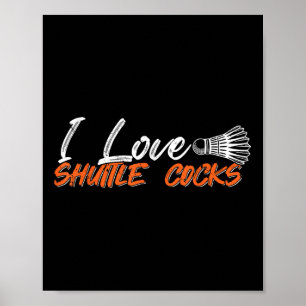 Poster Joueur de badminton aime jeu j'aime volant S