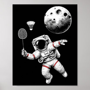 Poster Joueur de badminton astronaute spatial Navette Spo