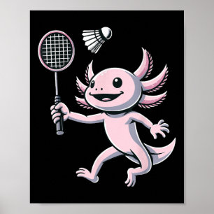 Poster Joueur de badminton axolotl navette sport