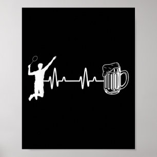 Poster Joueur de badminton battement de coeur ECG Sports