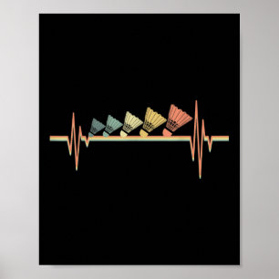 Poster Joueur de badminton Battement de coeur rétro - Spo